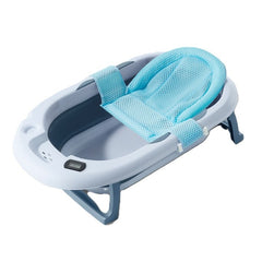 Cadita pliabila bebelusi, copii, cu doua saltele si termometru, 81 x 48 x 20 cm, albastru