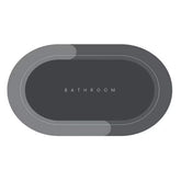 Covoras baie absorbant, antiderapant, oval 60x40cm, gri