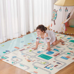 Covoras de joaca termic City, 200 x 150 x 0,9 cm, pliabil, doua fete, extra gros, protectie impotriva loviturilor - Daro Online