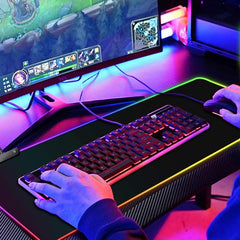 Mouse pad gaming cu iluminare led RGB si birou