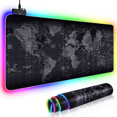 Mouse pad gaming cu iluminare led RGB 80 x 30 cm, harta lumii - Daro Online