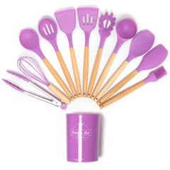 Set 11 ustensile de bucatarie din silicon, mov - Daro Online