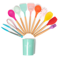 Set 11 ustensile de bucatarie din silicon, mix culori - Daro Online