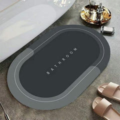 Covoras baie absorbant, antiderapant, oval 60x40cm, gri