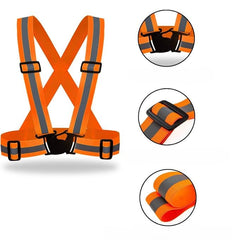 Ham reflectorizant reglabil, material elastic, banda 4cm, portocaliu, unisex, universal