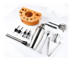 Set Cocktail Shaker Kit pentru barmani 750ml, Suport din bambus, 12 piese - Daro Online