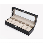 caseta cutie ceasuri 6 compartimente, negru