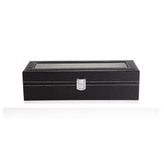 Caseta cutie piele premium 6 ceasuri cu display, interior catifelat, 30 x 11 x 8 cm, negru - Daro Online