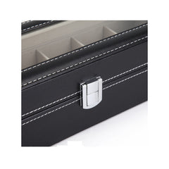Caseta cutie piele premium 6 ceasuri cu display, interior catifelat, 30 x 11 x 8 cm, negru - Daro Online