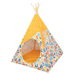 Cort de joaca pentru copii, indian teepee litere, 165 x 120 x 120 cm, galben - Daro Online