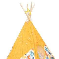 Cort de joaca pentru copii, indian teepee litere, 165 x 120 x 120 cm, galben - Daro Online