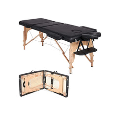 Masa pliabila de masaj cu reglaj pentru inaltime, pat cosmetica, piele ecologica neagra, latime 70 cm