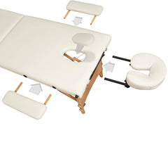 Masa pliabila de masaj cu reglaj pentru inaltime, piele ecologica alba, latime 60cm