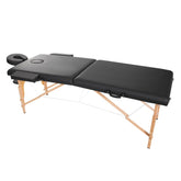 Masa pliabila de masaj din lemn cu intalime reglabila,pat cosmetica piele ecologica, neagra, latime 70 cm