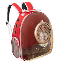 Rucsac transport animale de companie cu hublou, rosu auriu