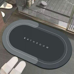 Covoras baie absorbant, antiderapant, oval 60x40cm, gri