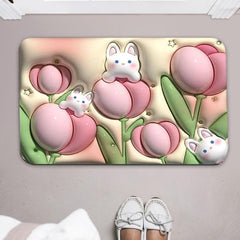 Covoras baie absorbant, antiderapant, 60x40cm, iepurasi