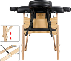 Masa pliabila de masaj cu reglaj pentru inaltime, pat cosmetica, piele ecologica neagra, latime 70 cm - Daro Online