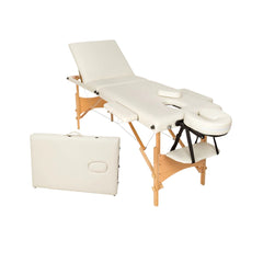 Masa pliabila de masaj cu reglaj pentru inaltime, piele ecologica alba, latime 70 cm - Daro Online