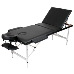 Masa pliabila de masaj cu reglaj pentru inaltime, pat cosmetica, piele ecologica neagra, structura aluminiu, latime 70cm - Daro Online