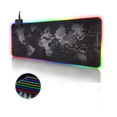 Mouse pad gaming cu iluminare led RGB, 100 x 50 cm, harta lumii - Daro Online