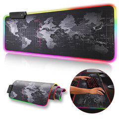 Mouse pad gaming cu iluminare led RGB, 100 x 50 cm, harta lumii - Daro Online