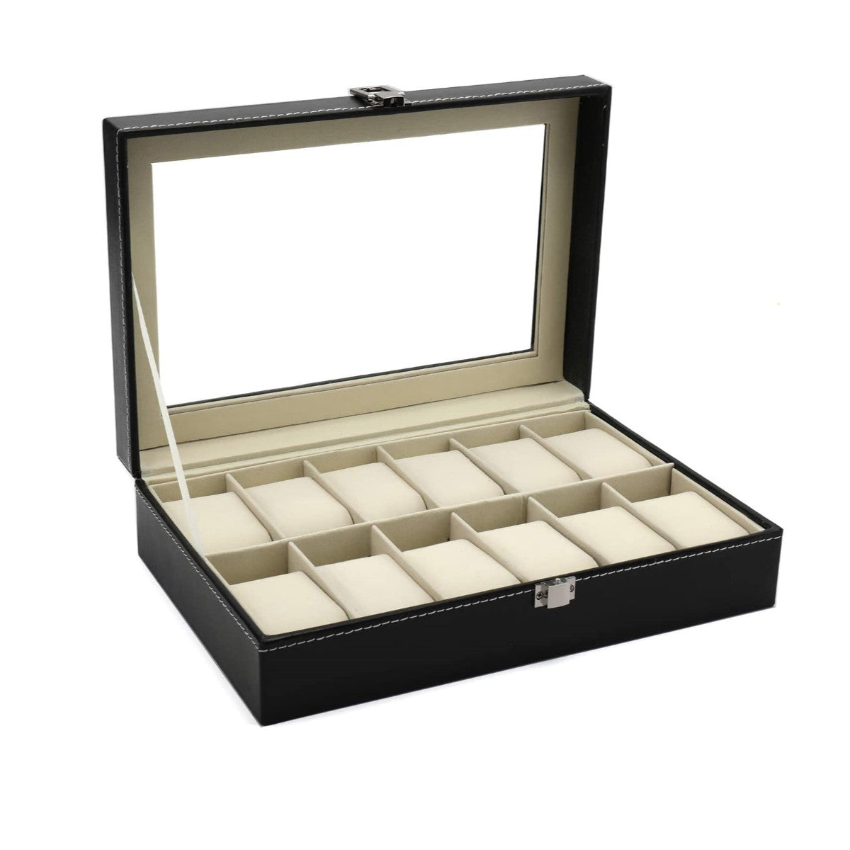 Cutie 12 ceasuri cu display, negru