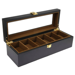 Cutie caseta din lemn 6 ceasuri cu display, negru