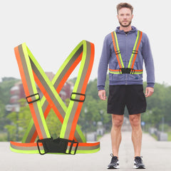 Ham reflectorizant reglabil, material elastic, banda 4cm, verde-portocaliu, unisex, universal - Daro Online