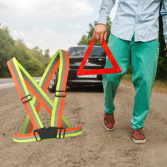 Ham reflectorizant reglabil, material elastic, banda 4cm, verde-portocaliu, unisex, universal - Daro Online