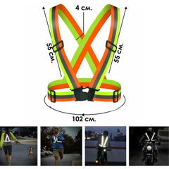 Ham reflectorizant reglabil, material elastic, banda 4cm, verde-portocaliu, unisex, universal - Daro Online