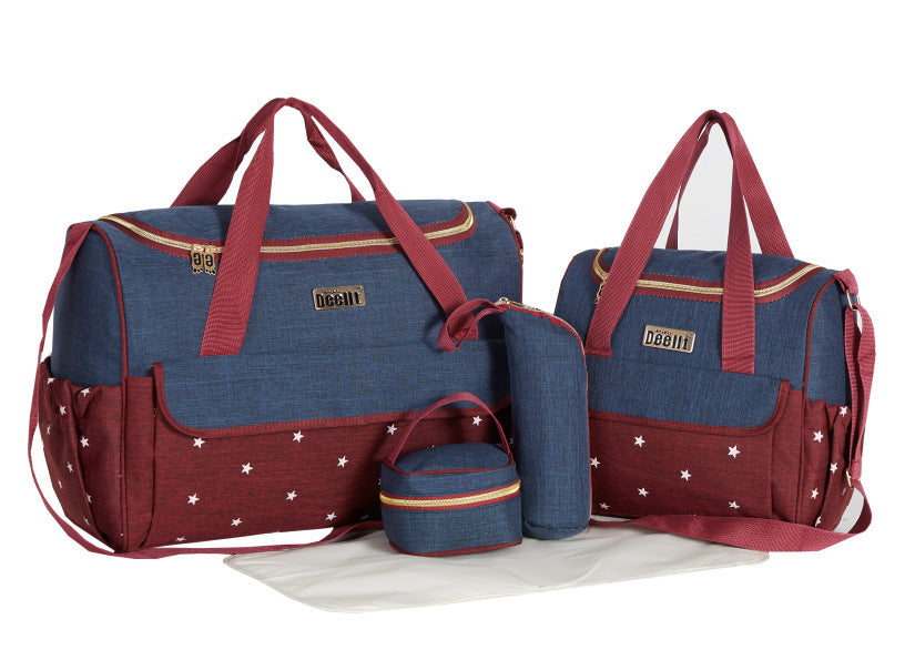 Set 5 genti, pentru mamici, rosu cu albastru - Daro Online