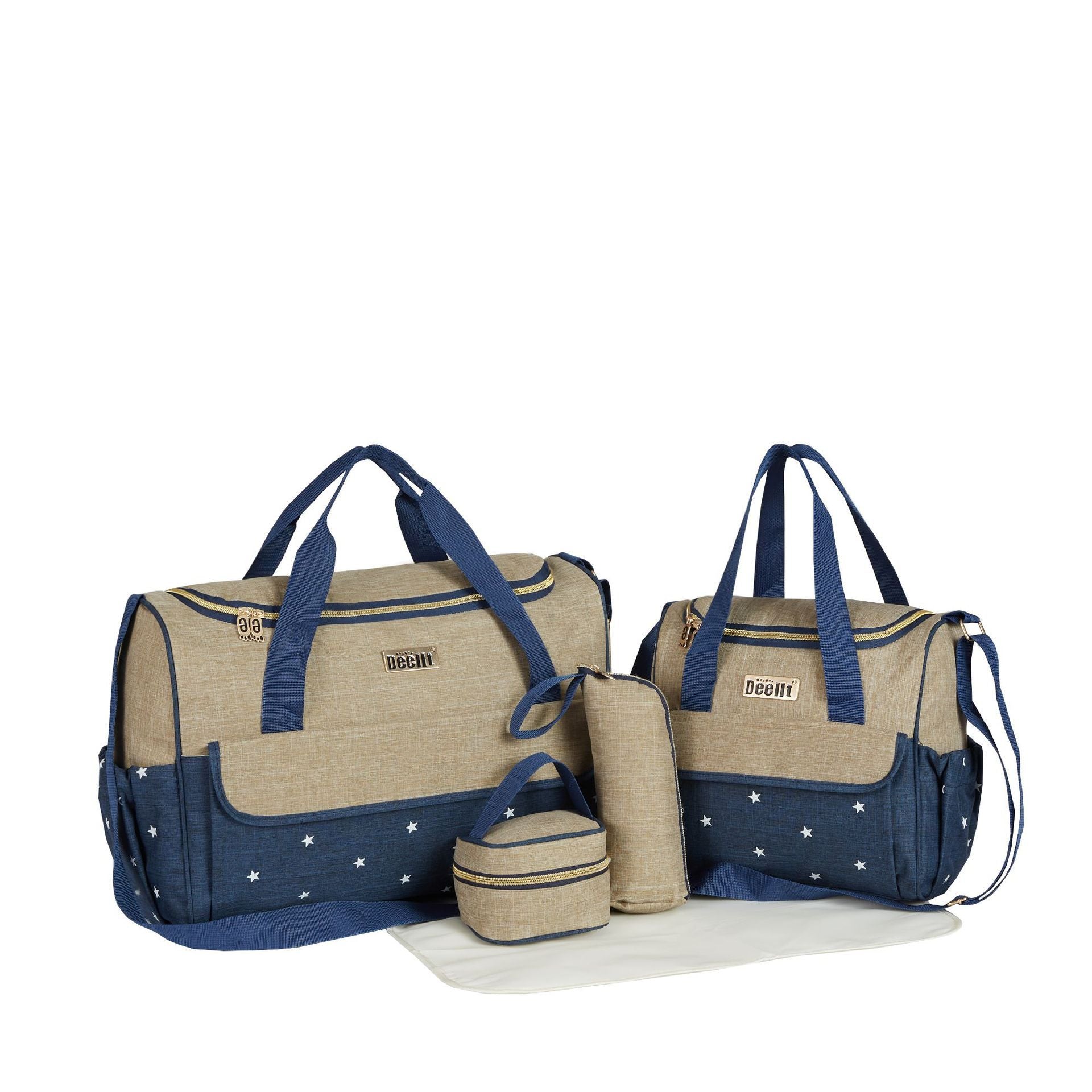 Set 5 genti, pentru mamici, crem cu albastru - Daro Online