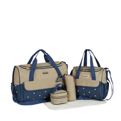 Set 5 genti, pentru mamici, crem cu albastru - Daro Online