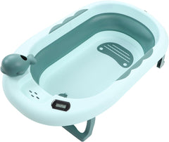 Cadita pliabila bebelusi, copii, cu doua saltele si termometru, 81 x 49 x 9 cm, verde - Daro Online