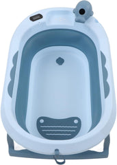 Cadita pliabila bebelusi, copii, cu doua saltele si termometru, 81 x 49 x 9 cm, albastru - Daro Online