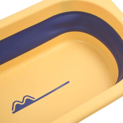 Cadita pliabila bebelusi, copii, cu salteluta, 81 x 49 x 9 cm, galben-albastru - Daro Online