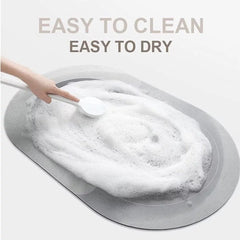 Covoras baie absorbant, antiderapant, oval 60x40cm, gri