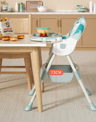 Scaun de masa bebelusi si copii, multifunctional, pliabil, tavita detasabila, spatar ajustabil, roti detasabile, verde graffiti - Daro Online