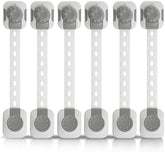 Set 6 sigurante usi pentru copii, ajustabile, sistem blocare dubla, adeziv 3M, alb-gri