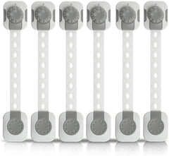 Set 6 sigurante usi pentru copii, ajustabile, sistem blocare dubla, adeziv 3M, alb-gri