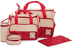 Set 5 genti pentru mamici, crem cu rosu