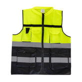 Vesta reflectorizanta cu buzunare, verde-negru