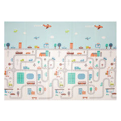 Covoras Joaca Termic Pliabil 200 x 150 cm, Grosime 1 cm, Spuma XPE, 2 Fete, Impermeabil, Masinute si Trenulete