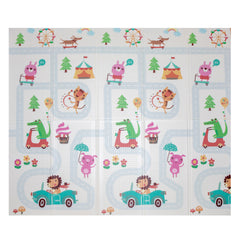 Covoras de joaca termic, animalute, 180 x 200 x 1 cm, pliabil, doua fete, protectie impotriva loviturilor