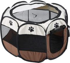 Tarc pentru animale de companie, maro, 114 x 114 x 58 cm