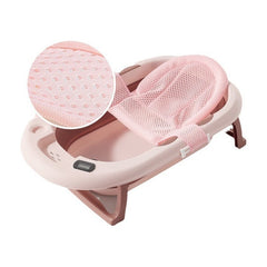 Cadita pliabila bebelusi, copii, cu doua saltele si termometru, 81 x 48 x 20 cm, roz