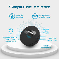 Sonerie fara fir (wireless), fara baterii, cinetica, D67, 100m, negru