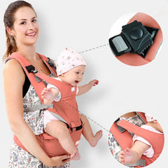 Marsupiu ergonomic Aiebao cu scaunel, Corai/Gri