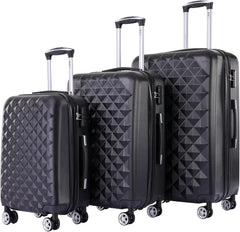 Set 3 valize de calatorie + geanta cosmetice, negru